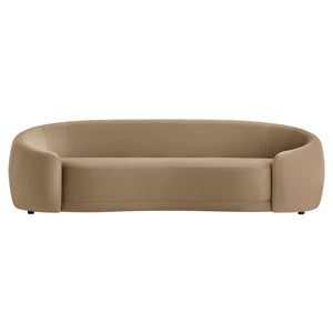 Modway Furniture Contessa Sculptural Curved Velvet Sofa by Modway Tight Back Three Seat Lounge Taupe EEI-7581-TAU