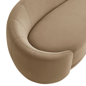 Modway Furniture Contessa Sculptural Curved Velvet Sofa by Modway Tight Back Three Seat Lounge Taupe EEI-7581-TAU