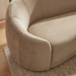 Modway Furniture Contessa Sculptural Curved Velvet Sofa by Modway Tight Back Three Seat Lounge Taupe EEI-7581-TAU