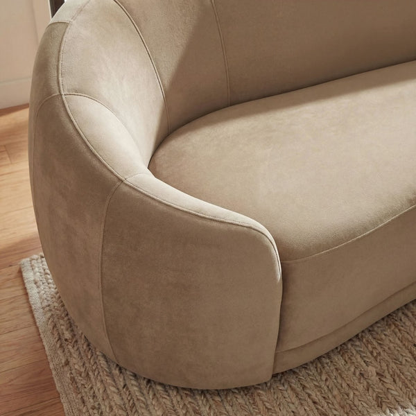 Modway Furniture Contessa Sculptural Curved Velvet Sofa by Modway Tight Back Three Seat Lounge Taupe EEI-7581-TAU