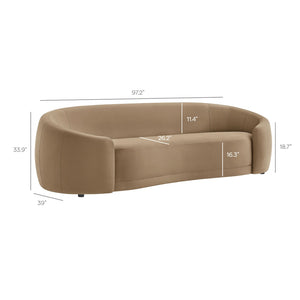 Modway Furniture Contessa Sculptural Curved Velvet Sofa by Modway Tight Back Three Seat Lounge Taupe EEI-7581-TAU