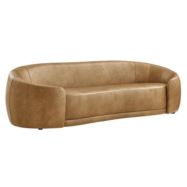 Modway Furniture Contessa Curved Vegan Leather Three Seat Sofa with Sculptural Low Profile Design EEI-7582-TST