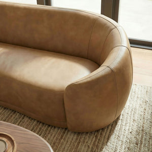 Modway Furniture Contessa Curved Vegan Leather Three Seat Sofa with Sculptural Low Profile Design EEI-7582-TST