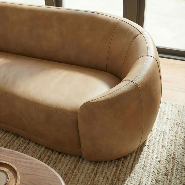 Modway Furniture Contessa Curved Vegan Leather Three Seat Sofa with Sculptural Low Profile Design EEI-7582-TST