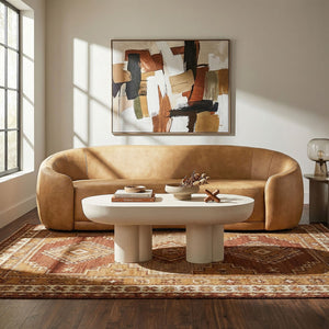 Modway Furniture Contessa Curved Vegan Leather Three Seat Sofa with Sculptural Low Profile Design EEI-7582-TST