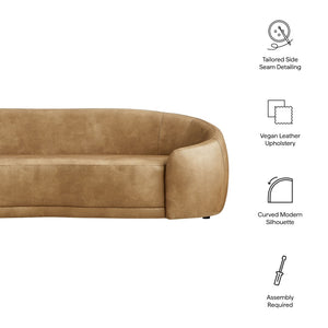 Modway Furniture Contessa Curved Vegan Leather Three Seat Sofa with Sculptural Low Profile Design EEI-7582-TST