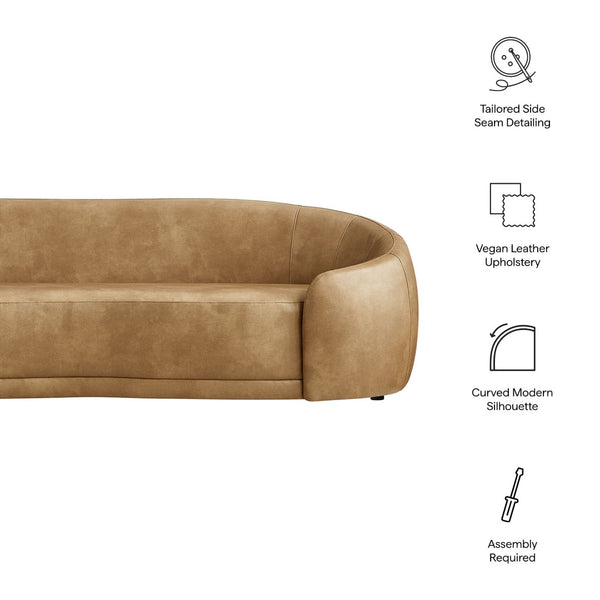 Modway Furniture Contessa Curved Vegan Leather Three Seat Sofa with Sculptural Low Profile Design EEI-7582-TST