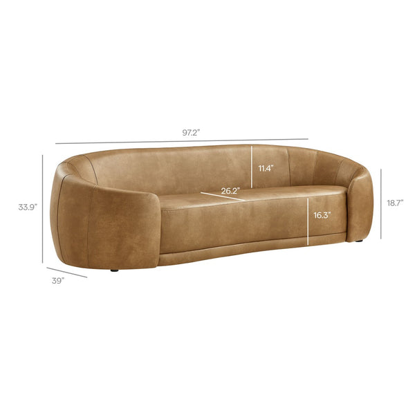 Modway Furniture Contessa Curved Vegan Leather Three Seat Sofa with Sculptural Low Profile Design EEI-7582-TST