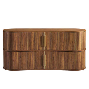Modway Furniture Radcliffe Fluted Curved Buffet with Tambour Doors and Gold Pulls for Dining Rooms EEI-7583-WAL
