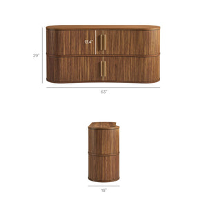 Modway Furniture Radcliffe Fluted Curved Buffet with Tambour Doors and Gold Pulls for Dining Rooms EEI-7583-WAL