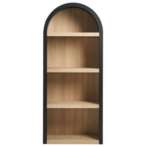 Modway Furniture Caleb Arched Four Tier Open Bookcase Wood Grain Shelving for Living Room Display Black EEI-7584-BLK-OAK