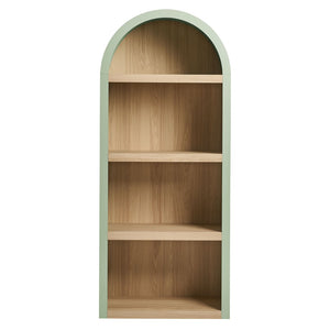 Modway Furniture Caleb Arched Four Tier Open Bookcase Wood Grain Shelving for Living Room Display Sage EEI-7584-SGE-OAK