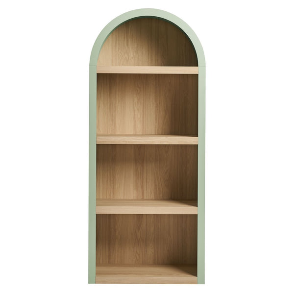 Modway Furniture Caleb Arched Four Tier Open Bookcase Wood Grain Shelving for Living Room Display Sage EEI-7584-SGE-OAK