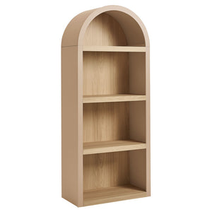 Modway Furniture Caleb Arched Four Tier Open Bookcase Wood Grain Shelving for Living Room Display Tan EEI-7584-TAN-OAK
