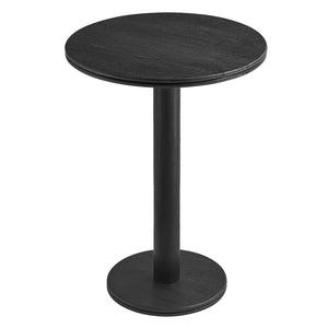 Modway Furniture Neo Acacia Wood 5 Piece Outdoor Bar Set with Round Pedestal Table and Four Stools Black EEI-7588-BLK