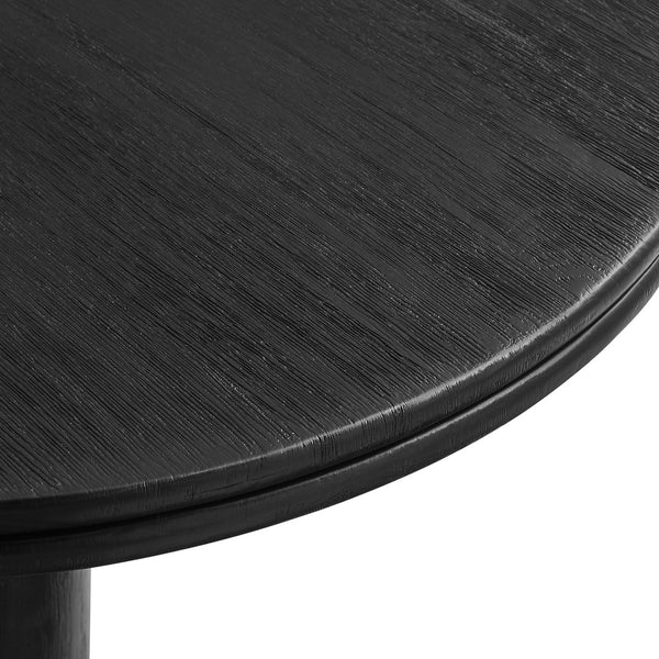 Modway Furniture Neo Solid Acacia Round Pedestal Bar Table Weathered Finish Patio or Kitchen Use Black EEI-7585-BLK