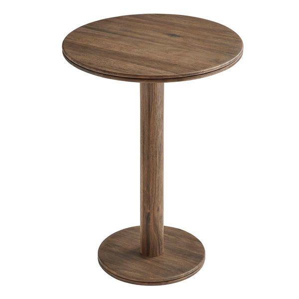Modway Furniture Neo Solid Acacia Round Pedestal Bar Table Weathered Finish Patio or Kitchen Use Cocoa Brown EEI-7585-COA