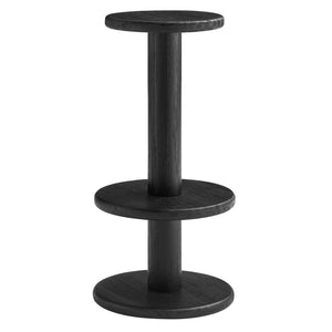 Modway Furniture Neo Acacia Wood 5 Piece Outdoor Bar Set with Round Pedestal Table and Four Stools Black EEI-7588-BLK