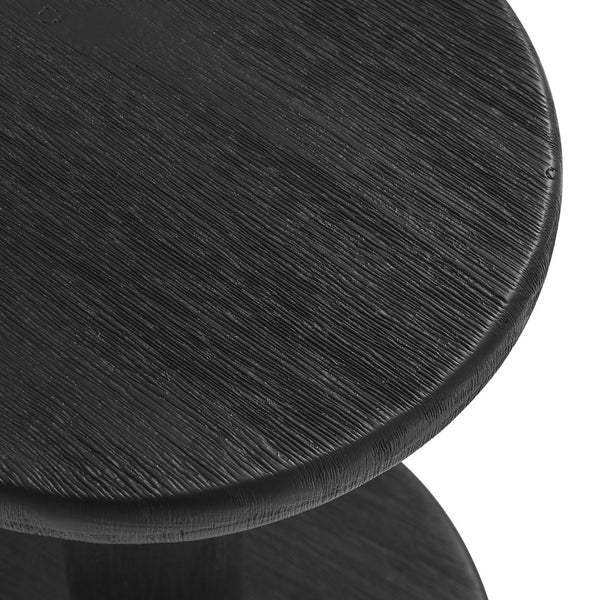 Modway Furniture Neo Acacia Wood Backless Bar Stools Set of 2 Rustic Weathered Finish Patio Kitchen Black EEI-7586-BLK