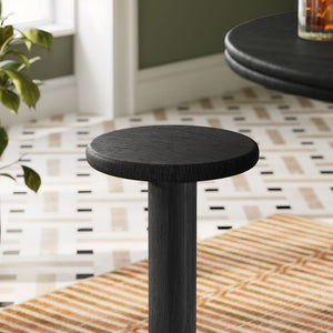 Modway Furniture Neo Acacia Wood Backless Bar Stools Set of 2 Rustic Weathered Finish Patio Kitchen Black EEI-7586-BLK