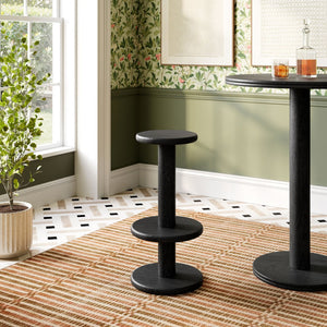 Modway Furniture Neo Acacia Wood Backless Bar Stools Set of 2 Rustic Weathered Finish Patio Kitchen Black EEI-7586-BLK