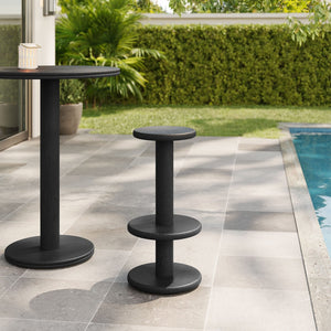 Modway Furniture Neo Acacia Wood Backless Bar Stools Set of 2 Rustic Weathered Finish Patio Kitchen Black EEI-7586-BLK