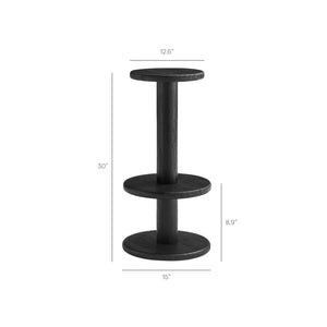 Modway Furniture Neo Acacia Wood Backless Bar Stools Set of 2 Rustic Weathered Finish Patio Kitchen Black EEI-7586-BLK
