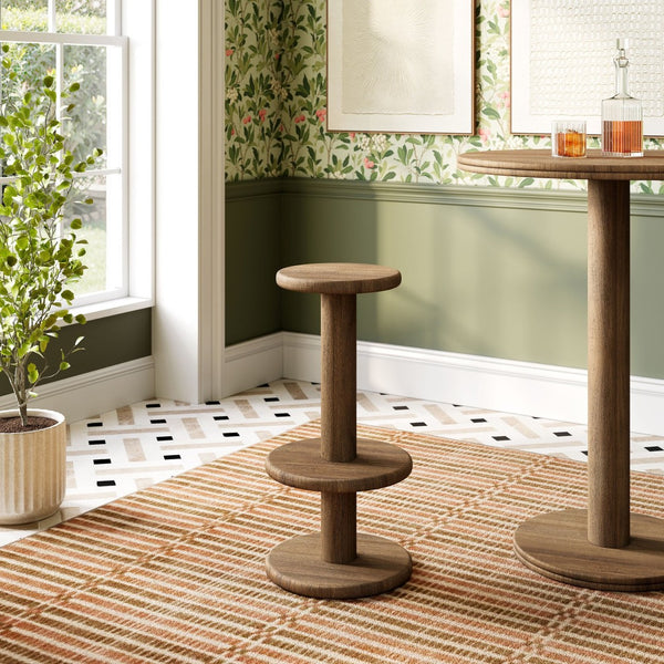Modway Furniture Neo Acacia Wood Backless Bar Stools Set of 2 Rustic Weathered Finish Patio Kitchen Cocoa Brown EEI-7586-COA