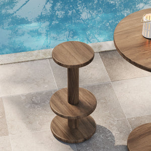 Modway Furniture Neo Acacia Wood Backless Bar Stools Set of 2 Rustic Weathered Finish Patio Kitchen Cocoa Brown EEI-7586-COA