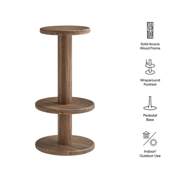 Modway Furniture Neo Acacia Wood Backless Bar Stools Set of 2 Rustic Weathered Finish Patio Kitchen Cocoa Brown EEI-7586-COA