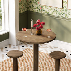 Modway Furniture Neo Acacia Wood 3 Piece Bar Set with Pedestal Table and Stools for Patio or Kitchen Cocoa Brown EEI-7587-COA