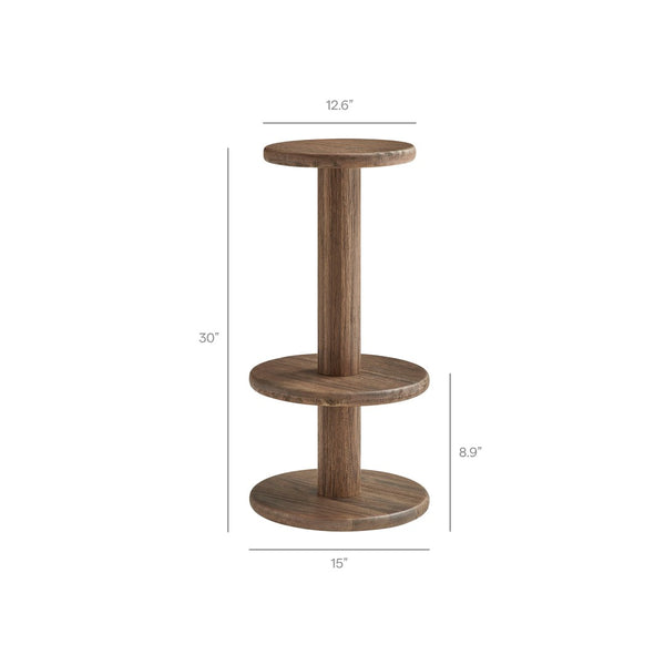 Modway Furniture Neo Acacia Wood 3 Piece Bar Set with Pedestal Table and Stools for Patio or Kitchen Cocoa Brown EEI-7587-COA