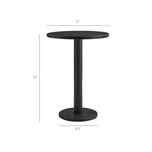 Modway Furniture Neo Acacia Wood 5 Piece Outdoor Bar Set with Round Pedestal Table and Four Stools Black EEI-7588-BLK