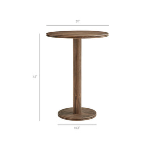 Modway Furniture Neo Acacia Wood 5 Piece Outdoor Bar Set with Round Pedestal Table and Four Stools Cocoa Brown EEI-7588-COA