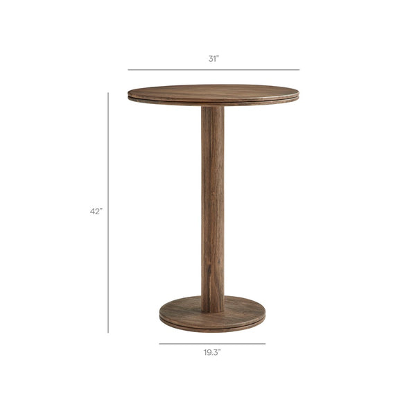 Modway Furniture Neo Acacia Wood 5 Piece Outdoor Bar Set with Round Pedestal Table and Four Stools Cocoa Brown EEI-7588-COA