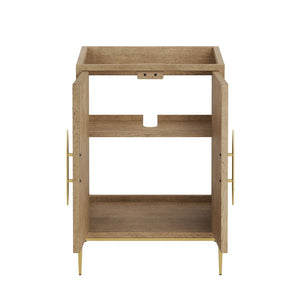 Modway Furniture Awaken 24 Inch Bathroom Vanity Cabinet with Gold Hardware and Geometric Wood Design EEI-7590-OAK