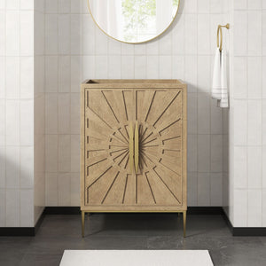 Modway Furniture Awaken 24 Inch Bathroom Vanity Cabinet with Gold Hardware and Geometric Wood Design EEI-7590-OAK