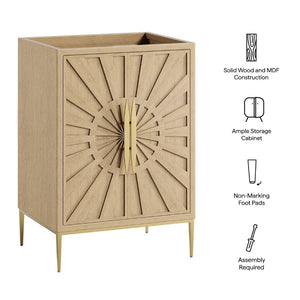 Modway Furniture Awaken 24 Inch Bathroom Vanity Cabinet with Gold Hardware and Geometric Wood Design EEI-7590-OAK