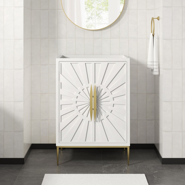 Modway Furniture Awaken 24 Inch Bathroom Vanity Cabinet with Gold Hardware and Solid Wood Build EEI-7591-WHI