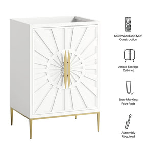 Modway Furniture Awaken 24 Inch Bathroom Vanity Cabinet with Gold Hardware and Solid Wood Build EEI-7591-WHI