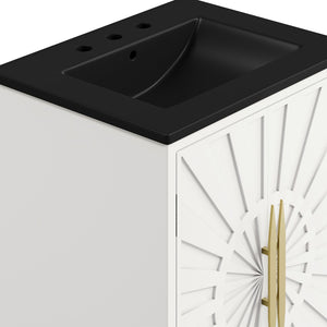 Modway Furniture Awaken 24 Inch Bathroom Vanity with Gold Hardware Solid Wood Modern Spa Design White Black EEI-7592-WHI-BLK