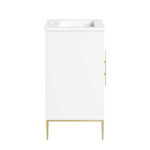 Modway Furniture Awaken 24 Inch Bathroom Vanity with Gold Hardware Solid Wood Modern Spa Design White White EEI-7592-WHI-WHI