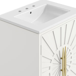 Modway Furniture Awaken 24 Inch Bathroom Vanity with Gold Hardware Solid Wood Modern Spa Design White White EEI-7592-WHI-WHI
