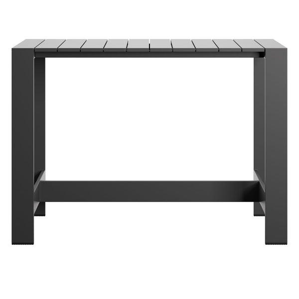 Modway Furniture Tahoe Outdoor Aluminum Slatted Bar Table Seats Six with Powder Coated Weather Resist EEI-7593-GRY