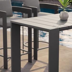 Modway Furniture Tahoe Outdoor Aluminum Slatted Bar Table Seats Six with Powder Coated Weather Resist EEI-7593-GRY