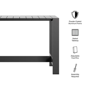 Modway Furniture Tahoe Outdoor Aluminum Slatted Bar Table Seats Six with Powder Coated Weather Resist EEI-7593-GRY