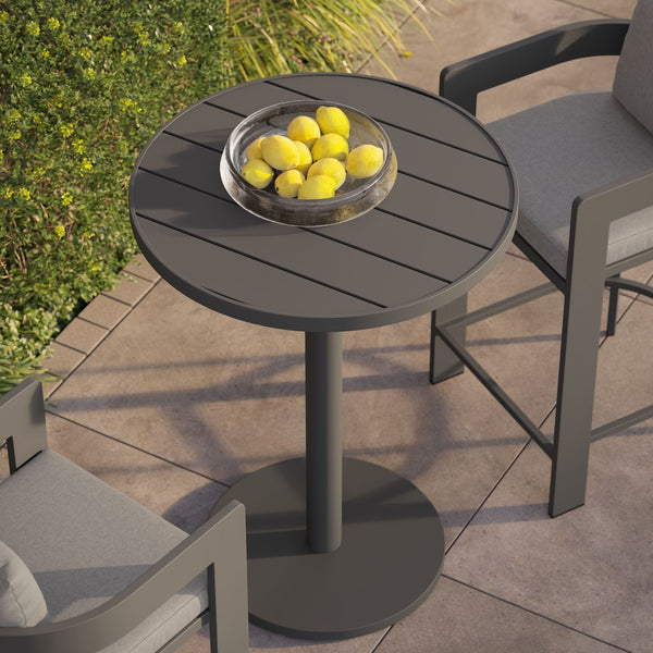 Modway Furniture Tahoe Aluminum Outdoor Bar Table with Slatted Round Top for Patio or Balcony EEI-7594-GRY