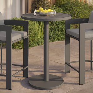 Modway Furniture Tahoe Aluminum Outdoor Bar Table with Slatted Round Top for Patio or Balcony EEI-7594-GRY
