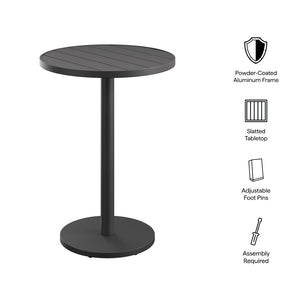 Modway Furniture Tahoe Aluminum Outdoor Bar Table with Slatted Round Top for Patio or Balcony EEI-7594-GRY