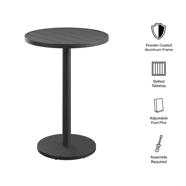 Modway Furniture Tahoe Aluminum Outdoor Bar Table with Slatted Round Top for Patio or Balcony EEI-7594-GRY